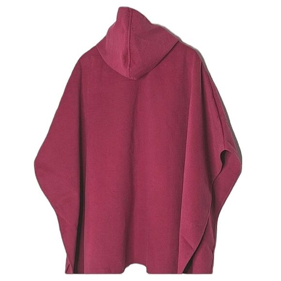 Violet Red Poly Fleece Zip Up Hooded Poncho size XL - Picture 3 of 10